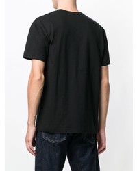 schwarzes bedrucktes T-Shirt mit einem Rundhalsausschnitt von Comme Des Garcons Play