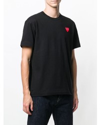 schwarzes bedrucktes T-Shirt mit einem Rundhalsausschnitt von Comme Des Garcons Play