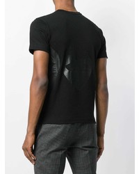 schwarzes bedrucktes T-Shirt mit einem Rundhalsausschnitt von Comme Des Garcons Play