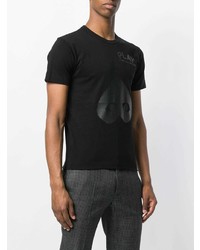 schwarzes bedrucktes T-Shirt mit einem Rundhalsausschnitt von Comme Des Garcons Play