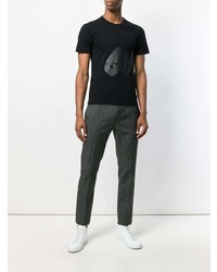 schwarzes bedrucktes T-Shirt mit einem Rundhalsausschnitt von Comme Des Garcons Play