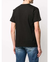 schwarzes bedrucktes T-Shirt mit einem Rundhalsausschnitt von Comme Des Garcons Play