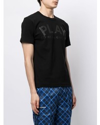 schwarzes bedrucktes T-Shirt mit einem Rundhalsausschnitt von Comme Des Garcons Play