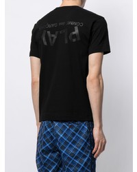 schwarzes bedrucktes T-Shirt mit einem Rundhalsausschnitt von Comme Des Garcons Play