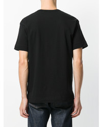 schwarzes bedrucktes T-Shirt mit einem Rundhalsausschnitt von Comme Des Garcons Play