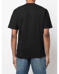 schwarzes bedrucktes T-Shirt mit einem Rundhalsausschnitt von Stone Island