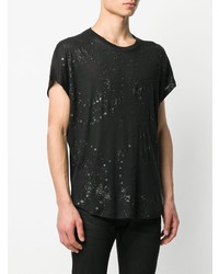 schwarzes bedrucktes T-Shirt mit einem Rundhalsausschnitt von Saint Laurent