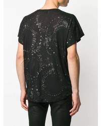 schwarzes bedrucktes T-Shirt mit einem Rundhalsausschnitt von Saint Laurent