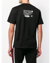 schwarzes bedrucktes T-Shirt mit einem Rundhalsausschnitt von Maison Mihara Yasuhiro