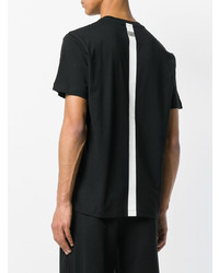 schwarzes bedrucktes T-Shirt mit einem Rundhalsausschnitt von Les Hommes Urban