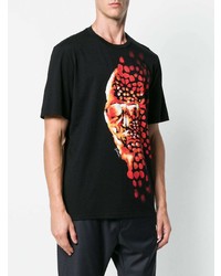 schwarzes bedrucktes T-Shirt mit einem Rundhalsausschnitt von Just Cavalli