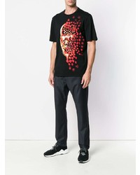 schwarzes bedrucktes T-Shirt mit einem Rundhalsausschnitt von Just Cavalli