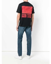 schwarzes bedrucktes T-Shirt mit einem Rundhalsausschnitt von Golden Goose Deluxe Brand