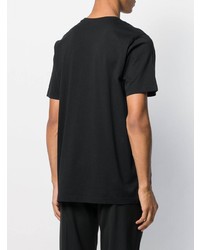 schwarzes bedrucktes T-Shirt mit einem Rundhalsausschnitt von Sss World Corp