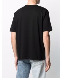 schwarzes bedrucktes T-Shirt mit einem Rundhalsausschnitt von Junya Watanabe MAN