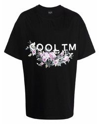schwarzes bedrucktes T-Shirt mit einem Rundhalsausschnitt von COOL T.M