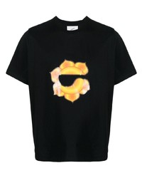 schwarzes bedrucktes T-Shirt mit einem Rundhalsausschnitt von Coperni