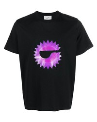 schwarzes bedrucktes T-Shirt mit einem Rundhalsausschnitt von Coperni