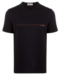 schwarzes bedrucktes T-Shirt mit einem Rundhalsausschnitt von Corneliani