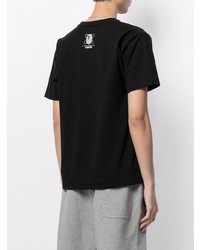 schwarzes bedrucktes T-Shirt mit einem Rundhalsausschnitt von A Bathing Ape