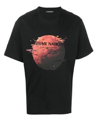 schwarzes bedrucktes T-Shirt mit einem Rundhalsausschnitt von costume national contemporary