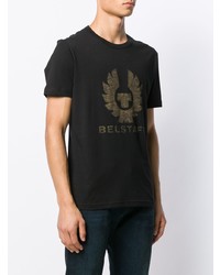 schwarzes bedrucktes T-Shirt mit einem Rundhalsausschnitt von Belstaff