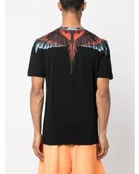 schwarzes bedrucktes T-Shirt mit einem Rundhalsausschnitt von Marcelo Burlon County of Milan