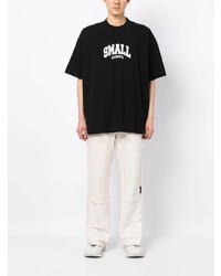 schwarzes bedrucktes T-Shirt mit einem Rundhalsausschnitt von Vetements