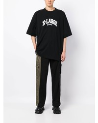 schwarzes bedrucktes T-Shirt mit einem Rundhalsausschnitt von Vetements