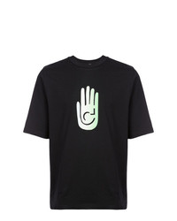 schwarzes bedrucktes T-Shirt mit einem Rundhalsausschnitt von Cottweiler