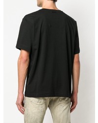 schwarzes bedrucktes T-Shirt mit einem Rundhalsausschnitt von Diesel Black Gold