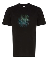 schwarzes bedrucktes T-Shirt mit einem Rundhalsausschnitt von CP Company
