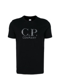 schwarzes bedrucktes T-Shirt mit einem Rundhalsausschnitt von CP Company