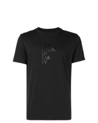 schwarzes bedrucktes T-Shirt mit einem Rundhalsausschnitt von CP Company