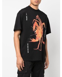 schwarzes bedrucktes T-Shirt mit einem Rundhalsausschnitt von MSGM