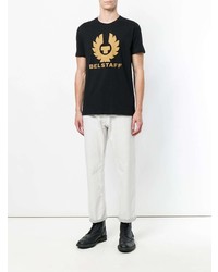 schwarzes bedrucktes T-Shirt mit einem Rundhalsausschnitt von Belstaff