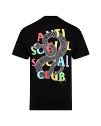 schwarzes bedrucktes T-Shirt mit einem Rundhalsausschnitt von Anti Social Social Club