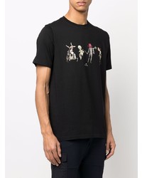 schwarzes bedrucktes T-Shirt mit einem Rundhalsausschnitt von PS Paul Smith