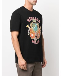 schwarzes bedrucktes T-Shirt mit einem Rundhalsausschnitt von Versace