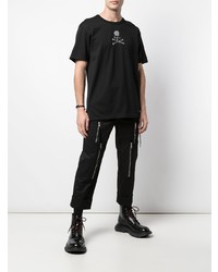 schwarzes bedrucktes T-Shirt mit einem Rundhalsausschnitt von Mastermind World