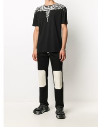 schwarzes bedrucktes T-Shirt mit einem Rundhalsausschnitt von Marcelo Burlon County of Milan