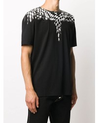 schwarzes bedrucktes T-Shirt mit einem Rundhalsausschnitt von Marcelo Burlon County of Milan