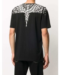 schwarzes bedrucktes T-Shirt mit einem Rundhalsausschnitt von Marcelo Burlon County of Milan