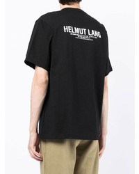 schwarzes bedrucktes T-Shirt mit einem Rundhalsausschnitt von Helmut Lang