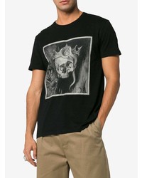 schwarzes bedrucktes T-Shirt mit einem Rundhalsausschnitt von Alexander McQueen