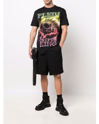 schwarzes bedrucktes T-Shirt mit einem Rundhalsausschnitt von Philipp Plein