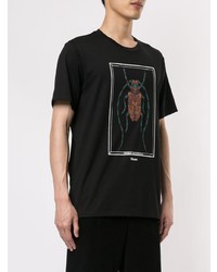 schwarzes bedrucktes T-Shirt mit einem Rundhalsausschnitt von Roberto Cavalli