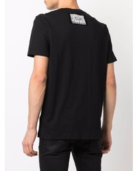 schwarzes bedrucktes T-Shirt mit einem Rundhalsausschnitt von Just Cavalli