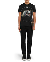 schwarzes bedrucktes T-Shirt mit einem Rundhalsausschnitt von Givenchy