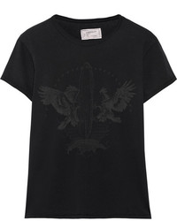 schwarzes bedrucktes T-Shirt mit einem Rundhalsausschnitt von Current/Elliott
